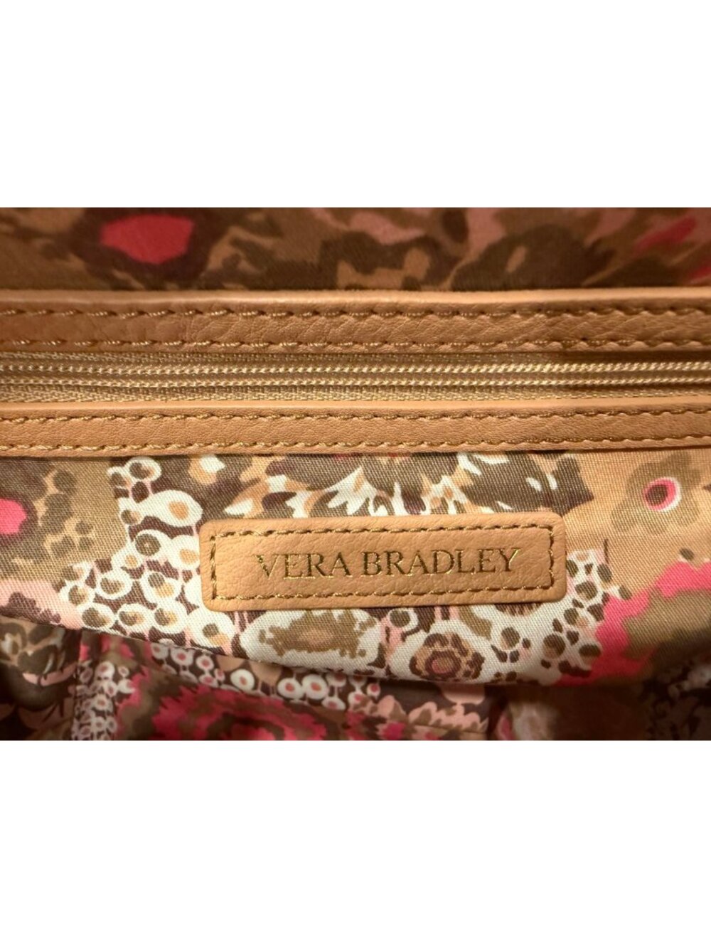 Vera Bradley Mini Stella Quilted Satchel Tan Brown Handbag - Picture 7 of 13